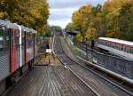 Blick vom uersten stlichen Ende des Bahnsteigs in der Station Eppendorfer Baum.