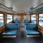 Fahrgastraum in einem der ersten Münchener U-Bahnwagen aus dem Jahr 1967.