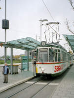 Augsburg Stadtwerke Augsburg SL 4 (Maschinenfabrik Esslingen GT4 416, ex-Stuttgart SSB 610) Oberhausen, Augsburg Nord am 17.