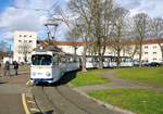 RNV Düwag Hängerzug 1017+1057 am 01.03.20 in Ludwigshafen bei einer Sonderfahrt