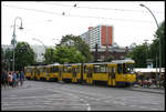 BVG Tatra Straßenbahn am 16.5.2007 am Hackeschen Markt in Berlin.