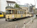 Hist. Strassenbahnzug mit 2 Hngern am Hackschen Markt, Themenfahrt am 13. 7. 2008