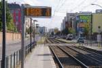 BERLIN, 29.08.2009, Straßenbahnhaltestelle Klinikum im Friedrichshain (Haltestelle für die MetroTramlinien M5, M6 und M8)