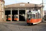 Strab BVB 218 061-5 Depot Berlin Nalepastr. im Jan. 1991 (von der Strae aufgenommen)