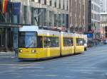 Berliner Straenbahn fhrt die Friedrichstrae entlang.