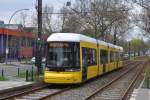 BERLIN, 01.05.2013, Wagen 4019 als MetroTram M10 nach S+U-Bahnhof Warschauer Straße bei der Einfahrt in die Haltestelle Landsberger Allee/Petersburger Straße