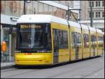 Moderne Straenbahn in Berlin am Alexanderplatz am 23.04.2013 