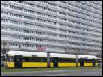 Moderne Straenbahn in Berlin am Alexanderplatz am 25.04.2013