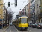 Straßenbahnstau - am 20.12.2013 funktionierte ein Signal am Bahnhof Schöneweide nicht, die Bahnen fuhren nur im Schneckentempo.