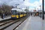 Berlin BVG SL 18 (Bombardier GT6-99ZR 2024) Marzahn, Allee der Kosmonauten (Hst. S Springpfuhl) am 31. März 2015.