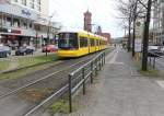 Berlin BVG SL M6 (Bombardier GT8-11ERL 8020) Mitte, Spandauer Strasse am 12. April 2015.