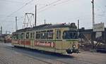 Der GT6ZR 265 der Bogestra im Jahre 1979 an der damaligen Endhaltestelle am Gelsenkirchener Hauptbahnhof (der gerade umgebaut wird)