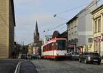 Eingleisig durch die Herbeder Straße geht es für die Linie 310 durch Witten, hier der M6S 311 am 10.12.2019 auf dem Weg von Hevern Dorf nach Höntrop Kirche