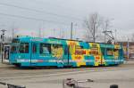 Straenbahn der BOGESTRA mit der Nummer 306 B auf der Linie 306 mit Ziel Bochum Hauptbahnhof am 23.02.2007 in Wanne-Eickel vor dem dortigen Hauptbahnhof.