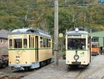 Ein KSW-Triebwagen der BOGESTRA und ein noch lterer Triebwagen der Wuppertaler Straenbahn in Solingen-Kohlfurt - das genaue Aufnahmedatum kann ich leider nicht mehr angeben, weil es damals von der Kamera falsch gespeichert wurde.