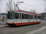 Meterspur-Triebwagen 316 der BOGESTRA unterwegs auf der Linie 306 nach Bochum in Wanne-Eickel Hauptbahnhof.