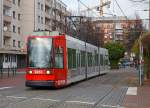   Der Triebwagen 9453 der SWB (Stadtwerke Bonn Verkehrs GmbH) fährt am 31.10.2015 von der Haltestelle Bonn-Beuel Bahnhof ins SWB Depot Bonn-Beuel.