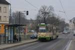 03.02.2017, Brandenburg an der Havel, Nicolaiplatz, Tatra KTNF6 #176 auf dem Weg nach Hauptbhanhof.