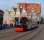 Wagen 3024 der Linie3 ans Weserwehr am Markt in Bremen.16.09.2014.