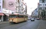 GT4 419 ist Anfang Juni 1990 als Linie 3 in der Bremer Innenstadt unterwegs