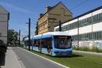 Vario 909 am 20.05.18 auf der neuen Linie 3 in der Turnstraße in Chemnitz