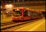 Wagen 413 der CVAG steht am Abend des 7.12.2014 abfahrbereit nach Stollberg im Hauptbahnhof Chemnitz.