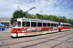 Straßenbahn Chemnitz / CVAG Chemnitz: Tatra T3D-M der Chemnitzer Verkehrs-AG (CVAG) - Wagen 519 sowie Tatra T3D-M - Wagen 509, aufgenommen im Juni 2016 in der Innenstadt von Chemnitz.