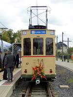 HEAG mobiTram ST3 Wagen 57 am 07.10.17 in Darmstadt Kranichstein.