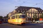 Darmstadt Tw 62, 1969 ex Remscheid Tw 102, am Platz der deutschen Einheit vor dem Hauptbahnhof, 21.09.1987.