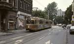 Auf der Linie 403 durchfährt der GT8 27 um 1990 Dortmund-Dorstfeld in Richtung Brackel