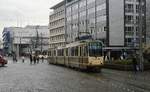 Kurz vor der Haltestelle Reinoldikirche durchfährt der N6C 115 Anfang April 2008 die Dortmunder Innenstadt