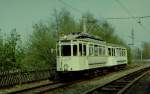 Bei einer Veranstaltung der DGEG am 25. April 1982 zeigten die Stadtwerke Dortmund ihre historischen Fahrzeuge. Triebwagen 217 mit passendem Beiwagen in der Nhe der Westfalenhalle.