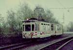 Bei einer Veranstaltung der DGEG am 25. April 1982 zeigten die Stadtwerke Dortmund ihre historischen Fahrzeuge. Triebwagen 252 mit passendem Beiwagen in der Nhe der Westfalenhalle.