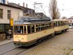 Der historische Triebwagen Nr.734 der Dresdner Verkehrsbetriebe am 12.4.08 in der Gleisschleife Niedersedlitz