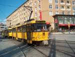 T4DMS Tw 224-203 mit TB4DMS auf der neuen Trasse Postplatz/Wallstr. (25.10.06)