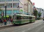 Am 08.09.2013 erreicht der Großraumwagen 114 auf seiner Fahrt über die Schadowstraße die Haltestelle Jacobistraße, auch morgen wird er hier im Rahmen des Abschiedes vom