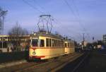 D�sseldorf Tw 2113 mit Bw 1822, Auf'm Hennekamp, 23.12.1987.