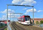 Combino Classic Wagen 622 fährt über die Bahnstrecke Sangerhausen Erfurt.

Erfurt 10.08.2018