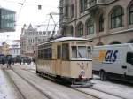 Am 21.12.2010 fuhr diese historische Strassenbahn Nr.92 in Erfurt,durch die Bahnhofstrasse in Richtung Anger.