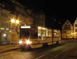 EVAG 520 während einer Nachtsonderfahrt der Erfurter Nahverkehrsfreunde, am 15.03.2014 am Domplatz Süd.