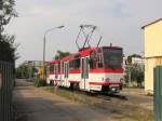 Der KT4D EVAG 519 als  Denkmal  in Erfurt. Das Foto wurde von der Straße aus am 12.08.2015 aufgenommen.