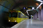 B-Wagen 5014 der Ruhrbahn bei Einfahrt in Messe Ost/Gruga am 24.04.2022