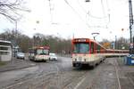 VGF Mercedes Benz O305 und Düwag Pt Wagen 148 bei einer Sonderfahrt in Frankfurt am Main Oberforsthaus am 04.03.18