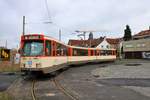 VGF Düwag Pt Wagen 128 am 16.03.19 bei einer Sonderfahrt in Frankfurt am Main Nied Kirche 