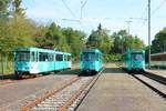 VGF Düwag Pt Wagen 2050(Schneebär)+727+720 am 01.06.19 bei einer Sonderfahrt in Frankfurt am Main Stadion.