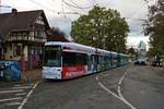 VGF Bombardier Flexity Classic S-Wagen 251+2xx als Stadionverkehr Linie 20 am 02.11.19 in Frankfurt Oberforsthaus 