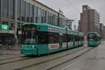 VGF Bombardier Flexity Classic S-Wagen 207 am 30.01.21 in Frankfurt am Main Willy Brandt Platz