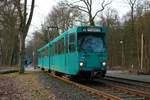 VGF Düwag Pt Wagen 749 am 22.02.21 in Frankfurter Stadtwald