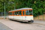 VGF Düwag L-Wagen Beiwagen 1219 am 03.09.22 beim Tag der Verkehrsgeschichte in Betriebshof Eckenheim