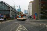 VGF Düwag Pt Wagen 138 am 03.12.22 in Frankfurt am Main als mobiler Shop des Verkehrsmuseum